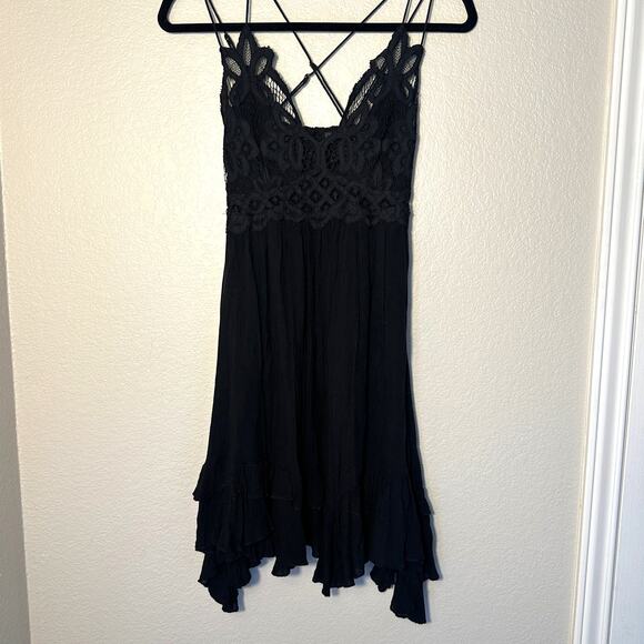 Free People FP One Adella Black Lace Short Dress, Boho, Sheer, Sexy, Size Small - Picture 3 of 8